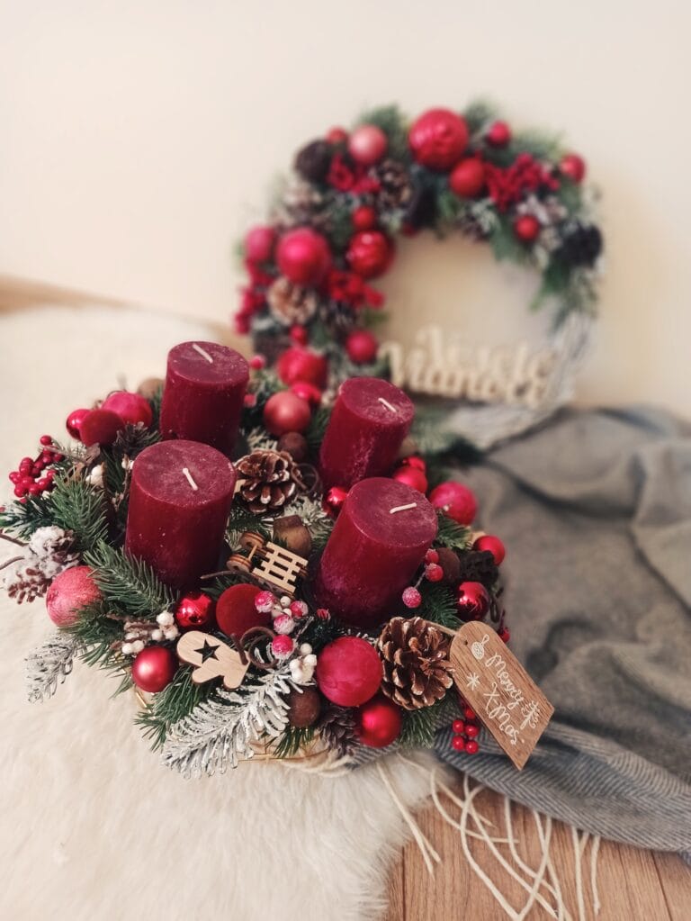 Adventný veniec červený