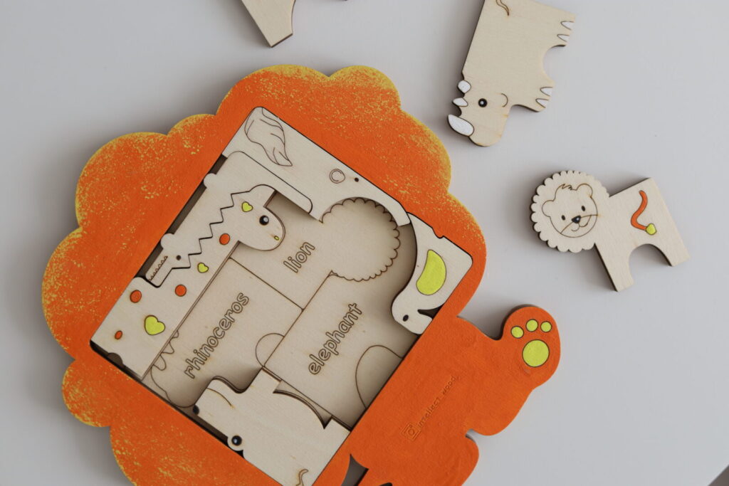 Drevené puzzle zvieratká zo savany