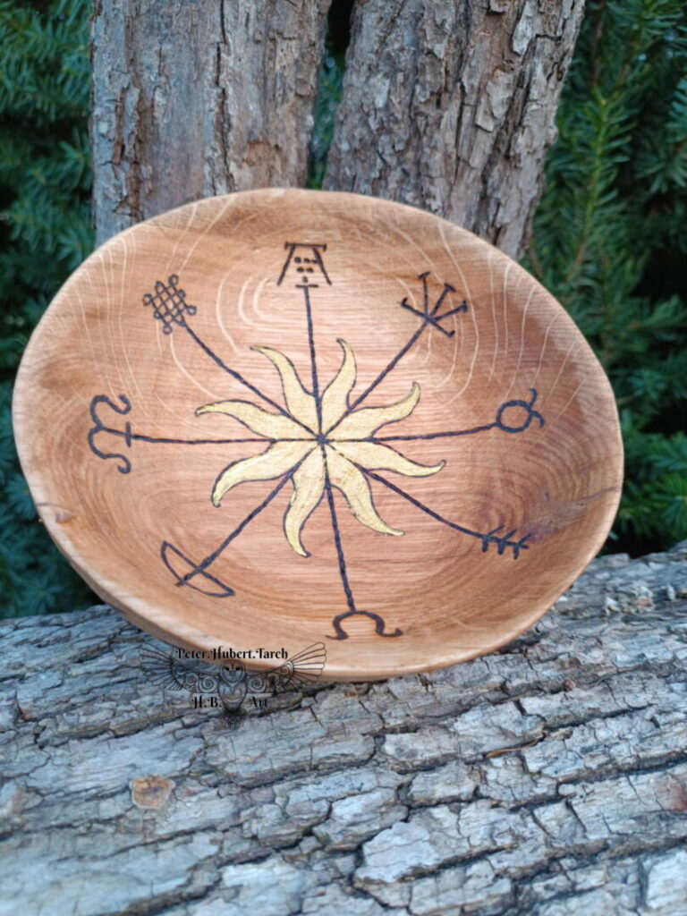 Kolo roka - miska - Wheel of the year - wooden bowl