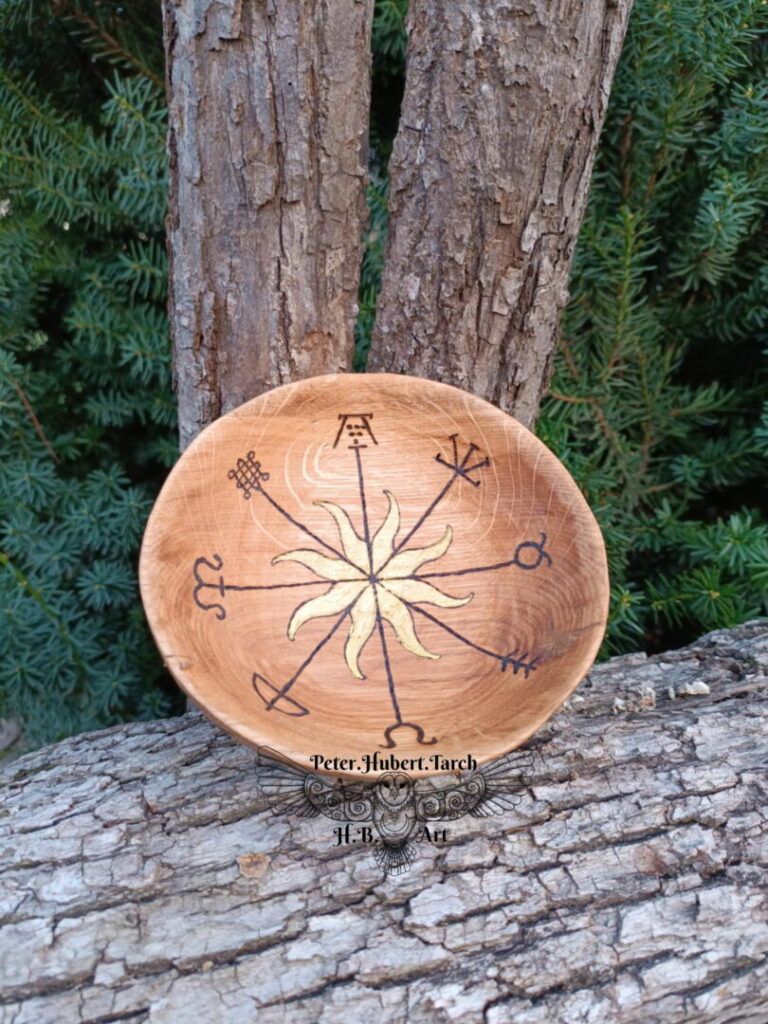 Kolo roka - miska - Wheel of the year - wooden bowl