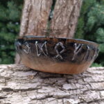 Vikingská miska s runami Futhark - Viking wooden bowl with Futhark runes
