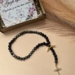 Ruženec do auta Pre šťastie na cestách - Čierno zlatý