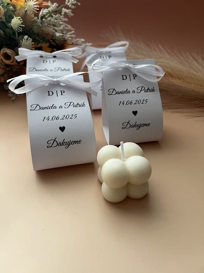 Svadobná sójová sviečka - s personalizovaným balením
