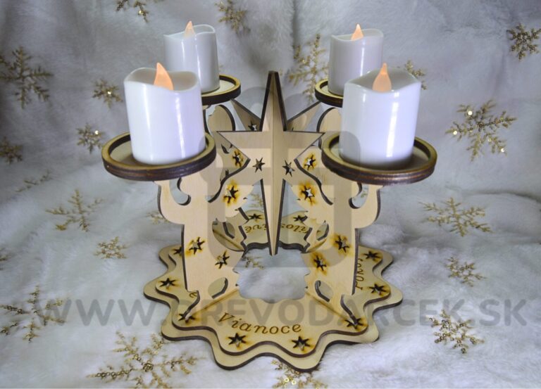 Drevený adventný svietnik Hviezda Vianoc